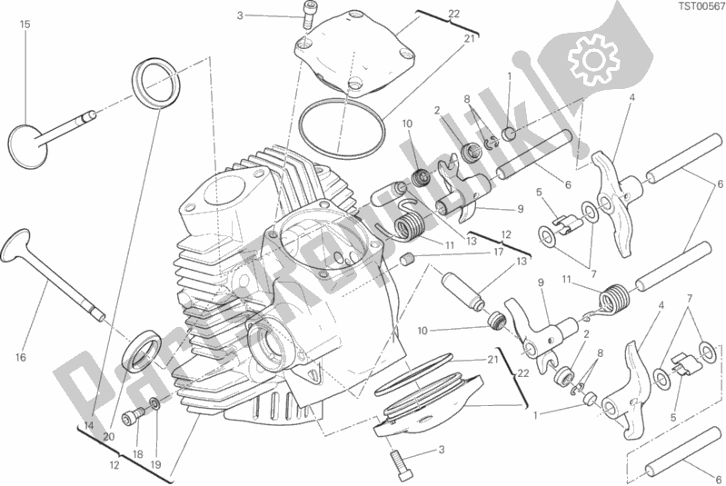All parts for the Horizontal Head of the Ducati Scrambler Sixty2 Thailand USA 400 2019